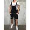 Homens Rasgado Calças de Jeans Riscado Big Brace Macacões Verão Suspender Bolsos Geral Dungarees Homens Casual Jeans Jeans Jumpsuit Macacão X0621