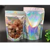 Liten till stora storlekar Hologram Holografisk Raibow Clear Standup Pouch Resealable Plast Retail Lock Packaging Bags Zipper Lock Mylar Bag Pack