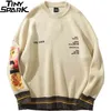 Men Hip Hop Sweater Pullover Streetwear Van Gogh Painting Embroidery Knitted Sweater Retro Vintage Autumn Sweaters Cotton 210909