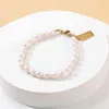 Trendy 18k Gold Plated Stainls Steel Lucky Charm Bracelet Jewelry Natural White Frhwater Pearl Bracelet