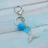 Jaymaxi Mermaid Hairball Key chains Imitation Enamel Ball Resin Gradient Fishtail Keychain Jewelry Wholes 10Pieces/lot