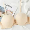 Reggiseni da donna, liscio, senza cuciture, leggermente imbottito, con ferretto, con scollo profondo, reggiseno T-shirt taglie forti 32 34 36 38 40 42 44 46 B C D DD DDD E F223S