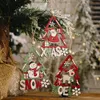 Christmas Tree Decorations Santa Snowman Reindeer Snowflake Wooden Hanging Ornaments Holiday Party Favors