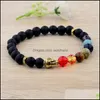 Strängar armband smycken yoga buddhism 7 chakra armband unisex pseira mascina womens guld buddha naturliga turkoisar stenarmband