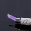 タトゥーの針100pcs使い捨て可能な紫の半永久的なマイクロブレードのシェーディングブレード14/16/18ピンのぶら下がり唇針
