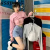 Bluzy bluzy Koreańska elegancka moda szczupła seksowna camisole topy + swetry różowy krótki kurtka z kapturem zestawy dorywczo dziki 210429