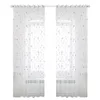 Panel Sheer Curtain Fönstergardiner för vardagsrum Sovrummet Modern Ring Top Broderad Star och Moon Tulle Voile Drapes