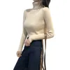 Оптом осень осень женщины свитер тонкий мягкий длинный рукав высокой шеи вязать пуловер сексуальный тонкий растягивающую водолазку черные свитера 210810