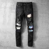 Streetwear américain Mode Hommes Jeans Haute Qualité Élastique Slim Fit Ripped Denim Punk Pantalon Patchwork Designer Hip Hop Pantalon