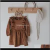 Abbigliamento per bambini per bambina Baby Kids Maternità Drop Delivery 2021 Quality Spring Design Bambino Manica lunga Velluto a coste Ruffle Twril Abiti Toddler Brow