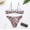 Cikini 2021 Damska Sexy Moda Bikini Leopard Drukuj Split Push Up Swimsuit Basen Summer Beach Brazylia X0522