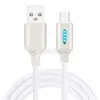 Snabb nylon flätad kablar Smart Power Off LED Micro USB Laddning Data Sync Metal Laddare för Android Phones Samsung Fashion