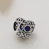 Fine jewelry Authentic 925 Sterling Silver Bead Fit Charm Bracelets Hollow Birthstone Heart Charms Safety Chain Pendant DIY beads