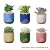 6 Pcs Ceramic Flower Pots Juicy Plants Flowerpot Bonsai Cacuts Pot Home Garden Decor Mini Succulent Plant Pots Factory direct Y0313146