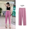 Korea mode vrouwen hoge taille capri pants zomer losse wijde been all-matched casual geel plus size S523 210512