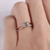 Mode Kristall Form Rose Gold Hochzeit Ringe Elegante Weibliche Oval Engagement Finger Ring für Braut Weihnachten Geschenk Schmuck