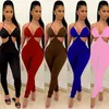 Bulk Womens Jumpsuits Rompers Overaller Onesies One Piece Byxor Sexig Skinny Ärmlös Playsuit Slim Fashion Paneled Jumpsuit Kvinnor Kläder KLW6397