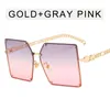 Zonnebril Mode Oversize vierkante gradiënt Women Shades Elegant Metal Hollow Chain Frame Rivet Sun Glasses Vrouw 2028989