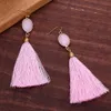 Labradorite Rose Quartzs Amethysts Drop Natural Stone Boho Dangle Tassel Örhängen Öron Ringar för Kvinnor Lyxiga Smycken