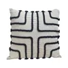 Almofada / Travesseiro Decorativo Boho Home Decoração Arco-íris Coxim Capa Preto Stripe Corda Bordado Rosa 45x45cm para a cama da sala de estar