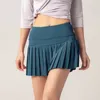 lu09 Роскошная дизайнерская женская мода с подкладкой, антилегкая, быстросохнущая спортивная короткая юбка, плиссированная юбка, теннис, гольф, йога, фитнес s6964132