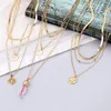 EN 2020 Punk Multi Layer Schlosskette Halsketten Für Frauen Gold Kristall Perle Schmetterling Anhänger Halskette Modeerklärung Schmucksachen