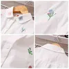 Blouses Blouse blanche à manches longues Automne Vêtements pour enfants Filles 8 à 12 Dessin animé Fox Broderie Tops Chemises d'école en coton 210331