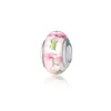 Najwyższej jakości925 Sterling Silver Murano Szkło Lampwork Koraliki Pink Flower Cherry Blossom Fit Europejskiej Pandora Charms Bransoletka Naszyjnik DIY Jewelry