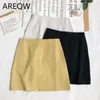 Summer Simple and Versatile Solid Color High Waist Thinner Hip A-line Women 210507