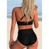 Print hoge taille bikini sexy badpak vrouwen push-up badpak set plus size badmode strand zwemmen 210625
