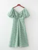 Женщины Sundress Летняя мода с коротким рукавом V-образным вырезом крошечные цветочные принты MIDI платье 210602