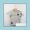 티셔츠 탑 티셔츠 아기 의류 아기, 출산 어린이 키즈 소년 한국어 버전 스타 패턴 반팔 코튼 티셔츠 2-7Y 드롭 드