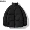 Bolubao Moda męska zima Hong Kong Styl Parkas Casual Stand Collar Gruba Wyściełana Kurtka Solidna Kolor Luźne Daily Parkas Men 211206