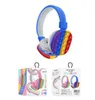 Siliconen oortelefoons duwen bellenspeeltjes regenbooghoofd gemonteerd eenvoudige en schattige Bluetooth stereo headset decompressie Toy1567135