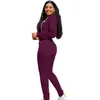 Ny plus-storlek två-bitkvinna-spårningsdräkter Set Top and Pants Women kläder Casual 2st Outfit Sports Suit Jogging Suits Sweatsuits Jumpsuits All-Match