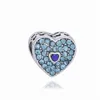 Tout nouveau pendentif bleu ciel en forme d'étoile en forme de coeur note de musique perles de zircone brillantes adaptées au bracelet Pandora bijoux de bricolage exquis pour femmes