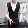 メンズベストダブルブレストウィストコート男性プロムパーティーディスコウェイターノースリーブ服カジュアルスリムドレスベストタキシードジッレ210527