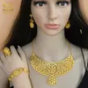 Earrings & Necklace African Jewelry Set Nigerian Wedding Costume 24K Gold Plated Bracelet Ring Bridal Dubai Jewellery Ornament