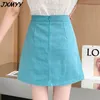 Summer Fashion Color Buttons Anti-Tome Half-Length High midja tunn a-line ren färg kort kjol Jxmyy 210412