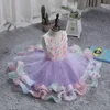 Summer Teenagers Girls Dress Flower Appliques for Weddings Princess Birthday Piano Performance Kid Clothes E2037 210610