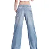 Bayan Moda İnce Uzun Bölüm Rahat Pantolon Mizaç Rahat Rahat Pantolon Vintage Geniş bacaklı Mükemmel Gevşek Kot C