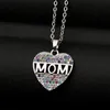 Mom Heart necklace Ziron Diamond pendant Stainless steel chains Necklaces Mother birthday gift will and sandy