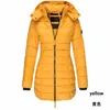 Uzun Bölüm Kadın Parkas Kış Kapüşonlu Sıcak Ceket Katı Renk Rahat Slim Fit Pamuk Yastıklı Kirpi Ceket Kadın Palto Palto 211013