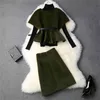 Winter Women Set Full Sleeve Turtlenck Pullover Cape Single-Breasted Coat Hip Skirt 3 Piece Fashion Patry Dress 210520