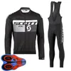 Printemps / Automne SCOTT Team Maillot de cyclisme pour hommes Ensemble chemises à manches longues Pantalon à bavette Costume vtt Tenues de vélo Uniforme de vélo de course Vêtements de sport en plein air Ropa Ciclismo S21042034