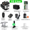 3D 4D 12 16 Linje 360 ​​° Horisontell vertikal CE Cross Green Light Laser Level Self-Leveling Measure Beam