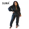 Autumn Winter Women PU Leather Two Pieces Set Fashion Biker Jacket Top and Split Stacked Pants Party Joggers Cool Girl Outfits 210525