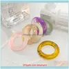 Jewelrycircle Transparent Acrylic Chic Korea Ring Minimalist Resin Geometric Rings For Girls Colorful Marble Pattern Vintage Jewelry Cluster