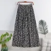 Summer Polks Dots Floral Print Tulle Pleated Women's Long Skirts High Waist Loose Chic Female Umbrella 210428