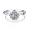 Bague en diamant avec fleur en argent pour femmes, bagues de fiançailles, de mariage, bijoux à la mode, volonté et sable